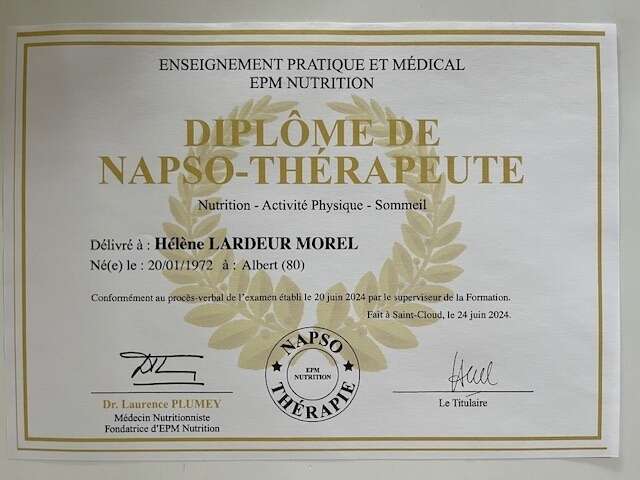 Certification en sophrologie d'Hélène Lardeur
